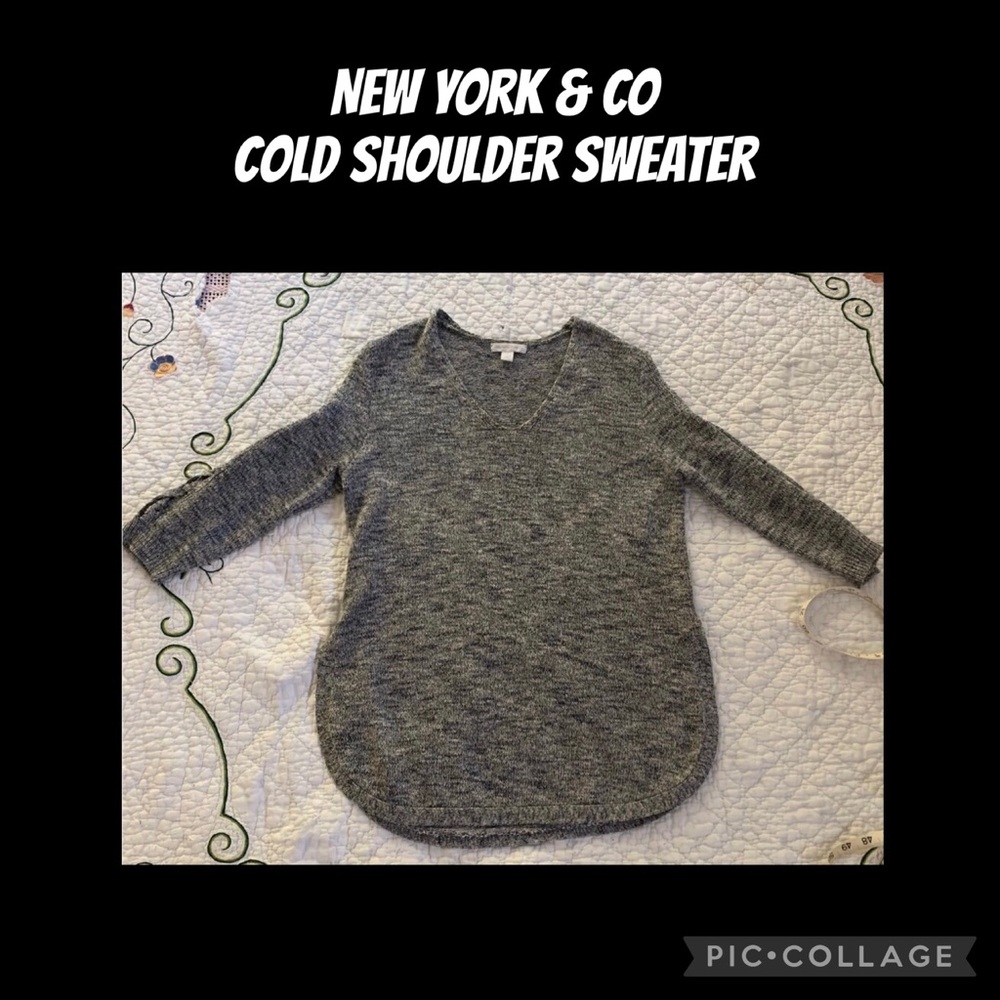 👓 😎New York & Co. Cold Shoulder Sweater – Effortless Edge Meets Cozy Chic 🖤